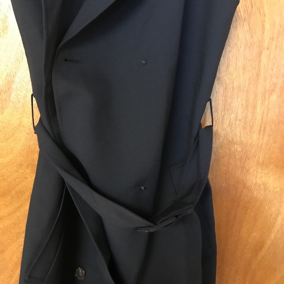 Theory Nocturne Navy Halter Oxford Wool Trench Dress( flaw) - Picture 6 of 7